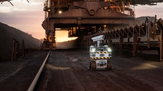 Robot working at a mine