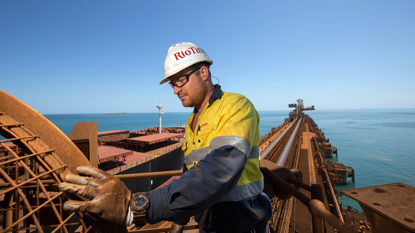 Employee working on ship