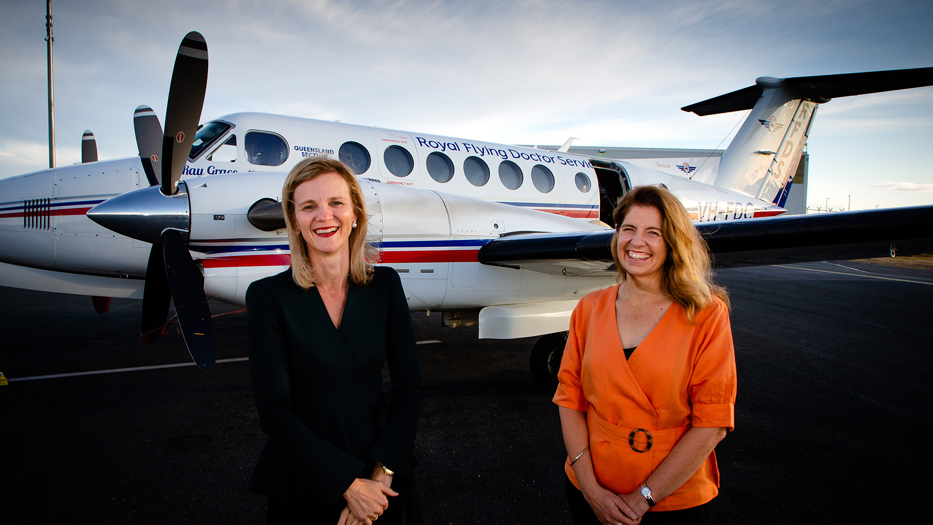 RFDS Qld CEO Meredith Staib and Rio Tinto Aluminium Pacific Operations MD Kellie Parker