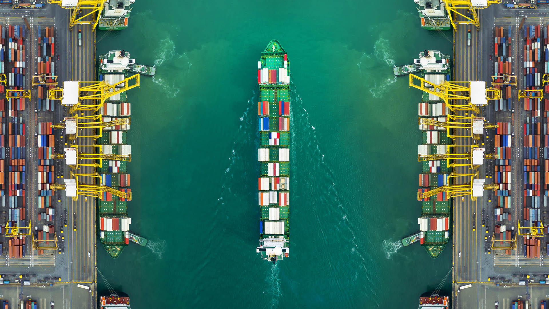 Bird's eye view of cargo ship