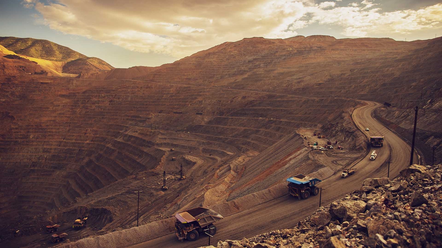 Haul trucks at Kennecott copper mine