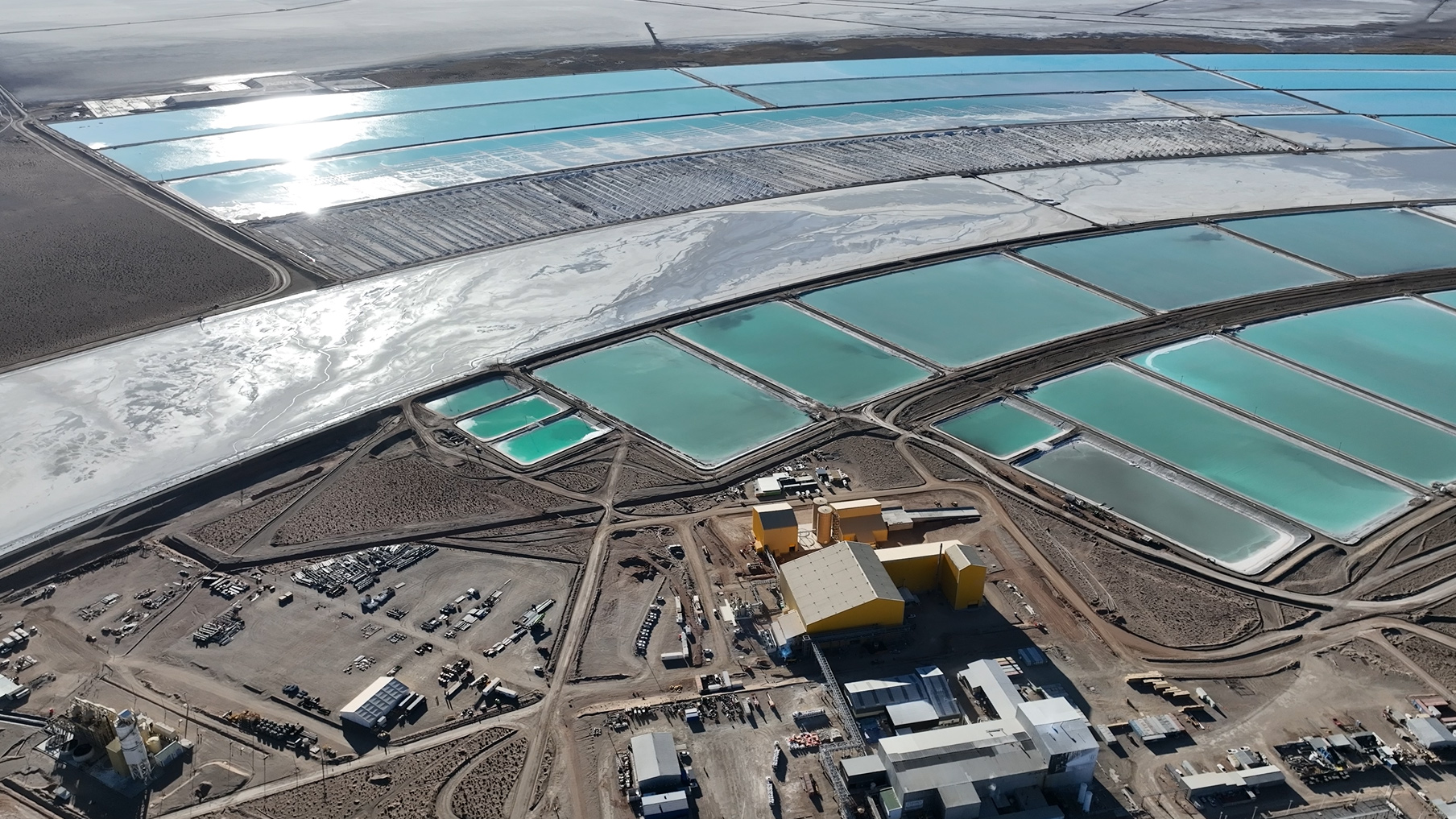 Aerial view of Lithium mine ponds