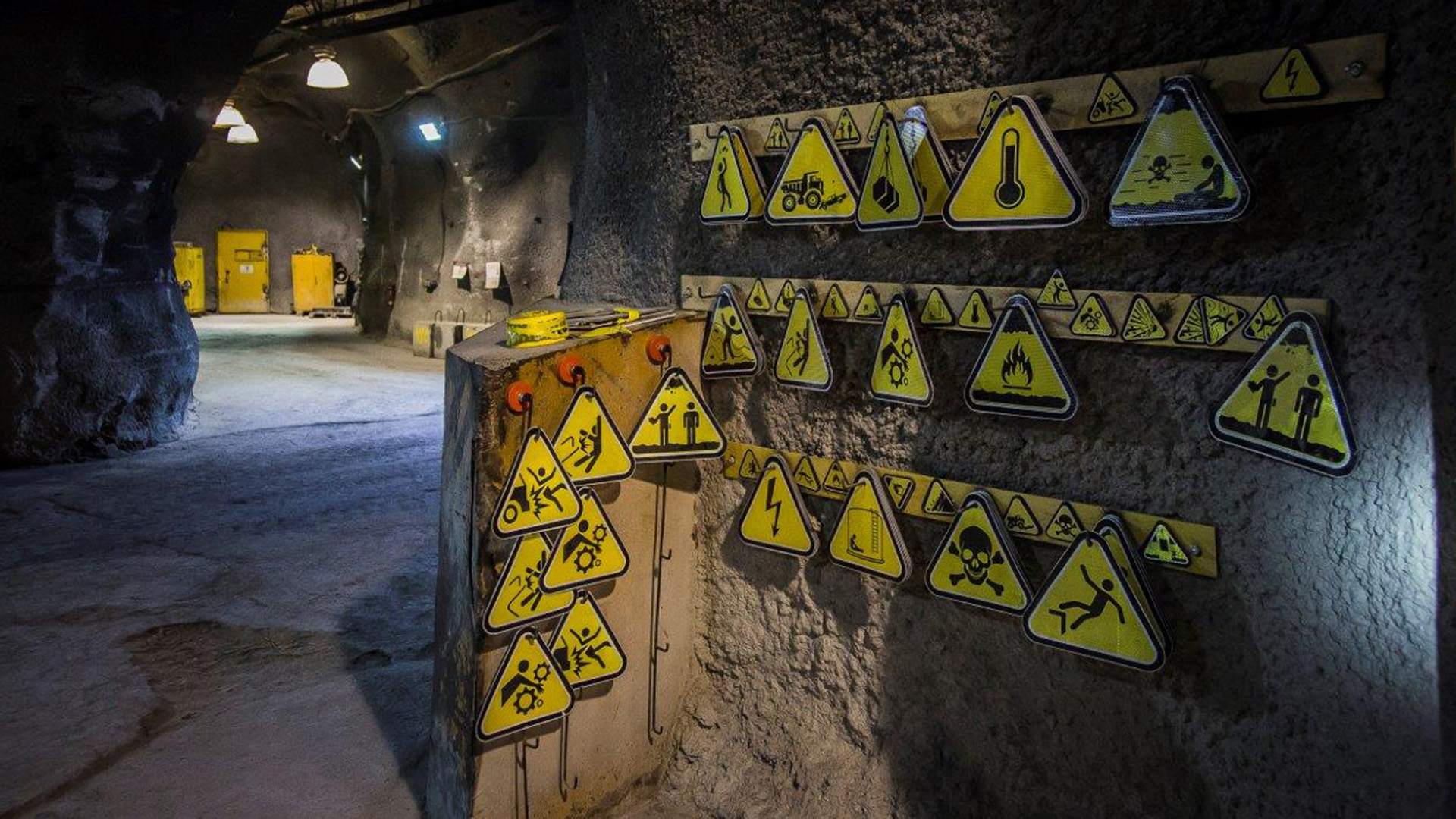 Critical Risk Management signs in the Oyu Tolgoi underground copper mine in Mongolia