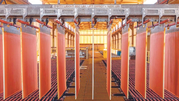 Series of Nuton copper plates hanging from holders