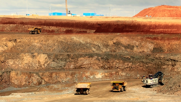 Heavy trucks in operation at Oyu Tolgoi mine