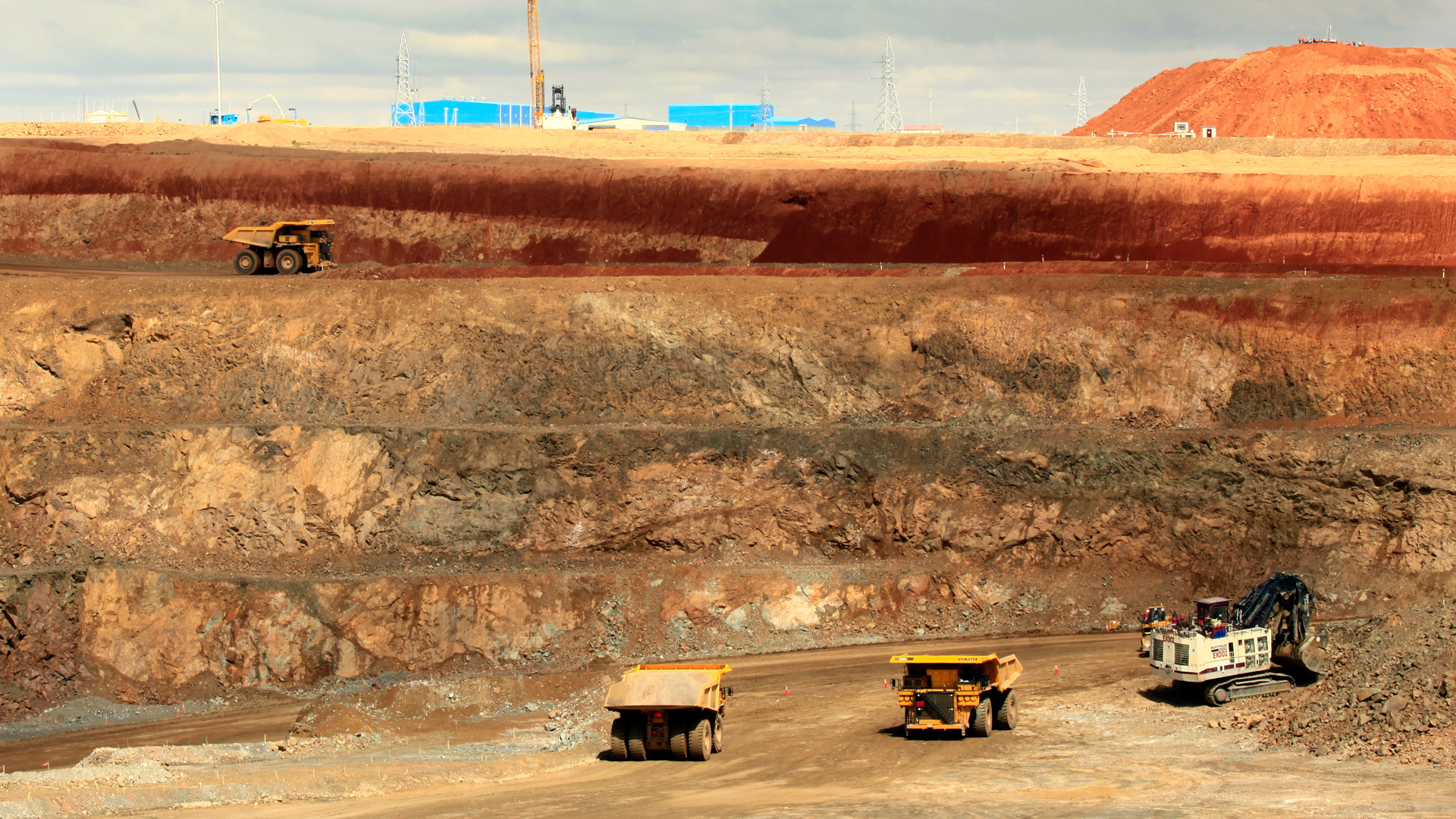 Heavy trucks in operation at Oyu Tolgoi mine