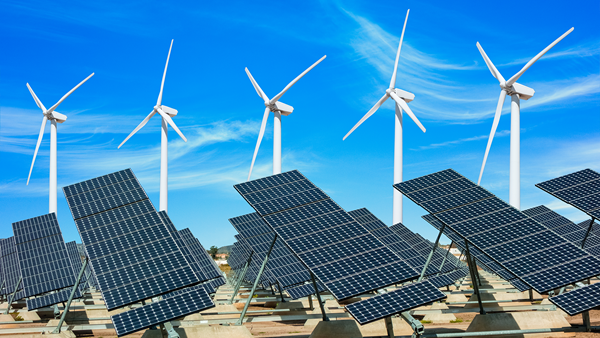 solar panels and wind turbines