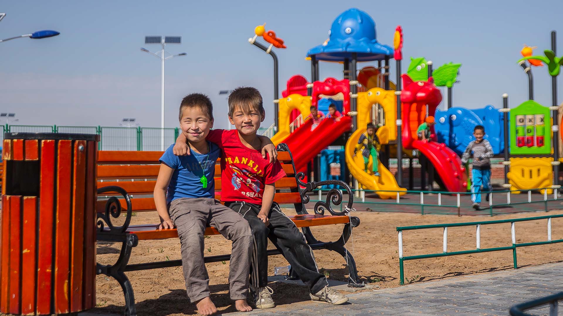 Local children in the Galba garden, Khanbogd soum, Umnugobi aimag